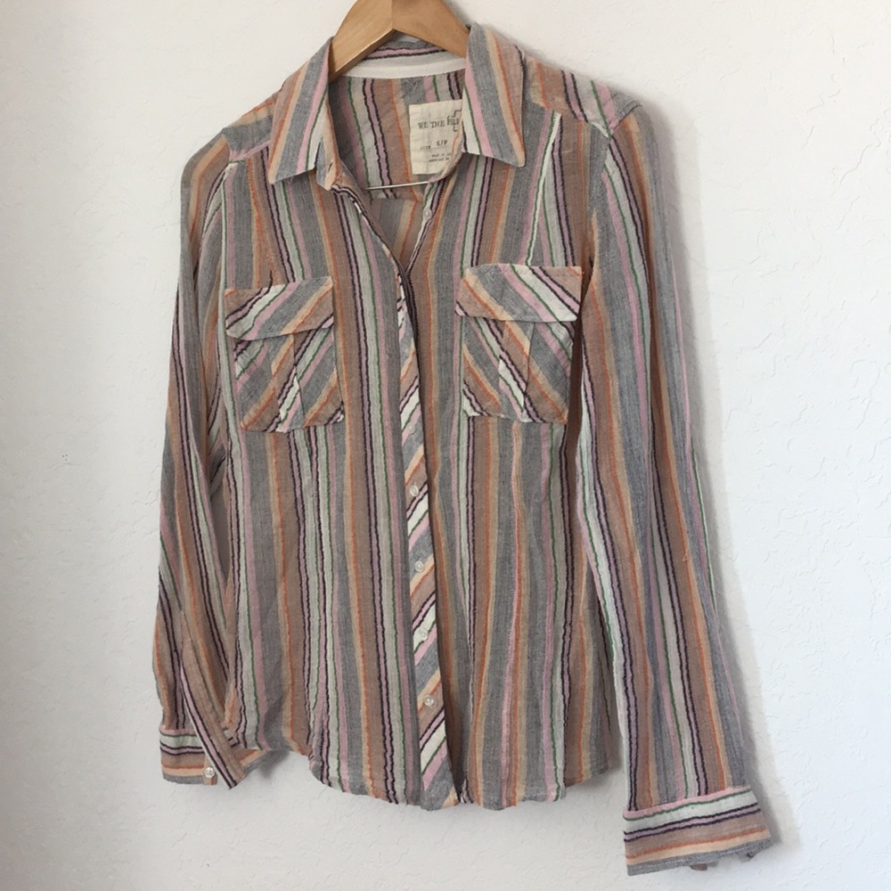 Free People We the Free Rainbow Stripe Gauze Boho